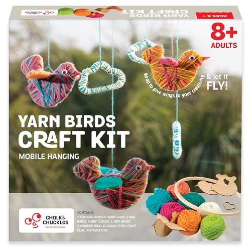 Chalk and Chuckles Art and Craft Kit for Kids - Make Your Own Yarn Bird Hanging, Age 8-14, DIY Kit, Best Rakhi Gift for Boys, Girls 9, 10, 11, 12, 13 Years Old - Image 1