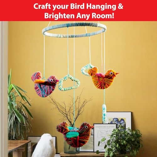 Chalk and Chuckles Art and Craft Kit for Kids - Make Your Own Yarn Bird Hanging, Age 8-14, DIY Kit, Best Rakhi Gift for Boys, Girls 9, 10, 11, 12, 13 Years Old - Image 4