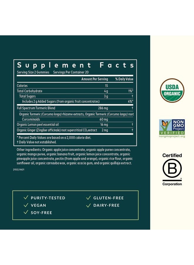 Gaia Herbs Turmeric Supreme Adult Daily Gummies-Daily Swelling Support for Healthy, Active Life-USDA Certified Organic Blend of Turmeric and Supportive Herbs-40 Gummies(20-Day Supply)  - Image 2