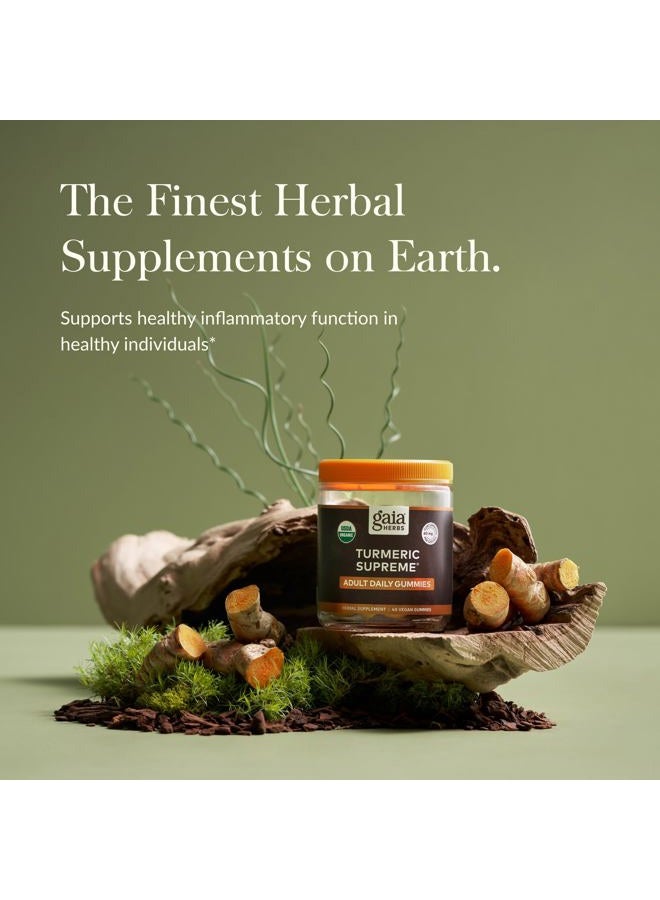 Gaia Herbs Turmeric Supreme Adult Daily Gummies-Daily Swelling Support for Healthy, Active Life-USDA Certified Organic Blend of Turmeric and Supportive Herbs-40 Gummies(20-Day Supply)  - Image 3