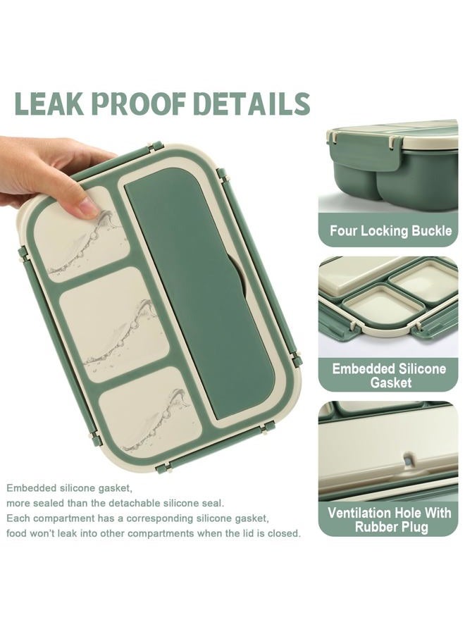 shell and turtle Bento Box Adult Lunch Box, Lunch Containers for Kids Girls Boys with 4 Compartments, Lunchable Food Container with Utensils, Sauce Jar, Muffin Liners, 40 Oz/5 Cup, Microwave & Dishwasher Safe, Green - Image 4