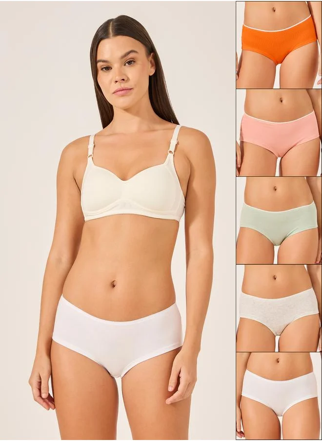 ستايلي Pack of 5 - Solid Elastic Waist Short Briefs