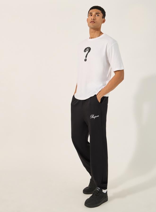 Styli Styli Minimal Slogan Print Oversized Joggers with Drawstring - Image 2