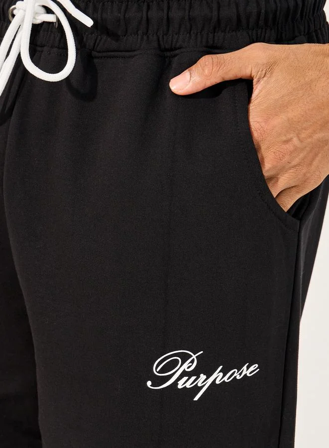 Styli Styli Minimal Slogan Print Oversized Joggers with Drawstring