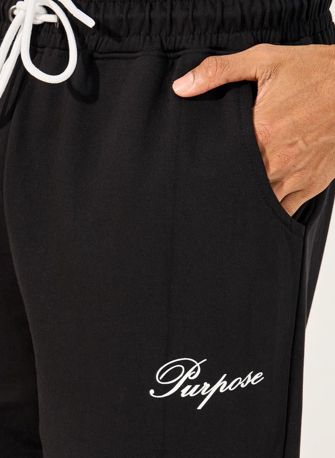 Styli Styli Minimal Slogan Print Oversized Joggers with Drawstring - Image 3