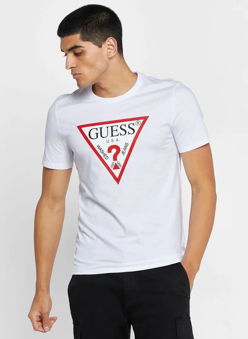 GUESS Logo Crew Neck T-Shirt