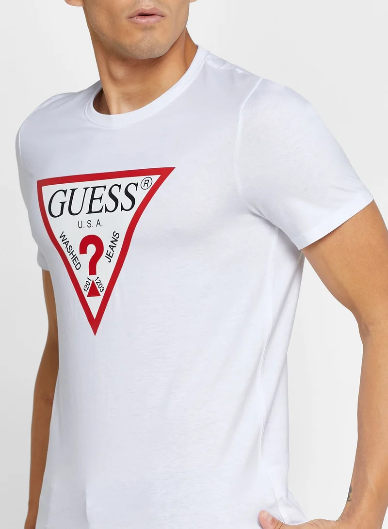 GUESS Logo Crew Neck T-Shirt