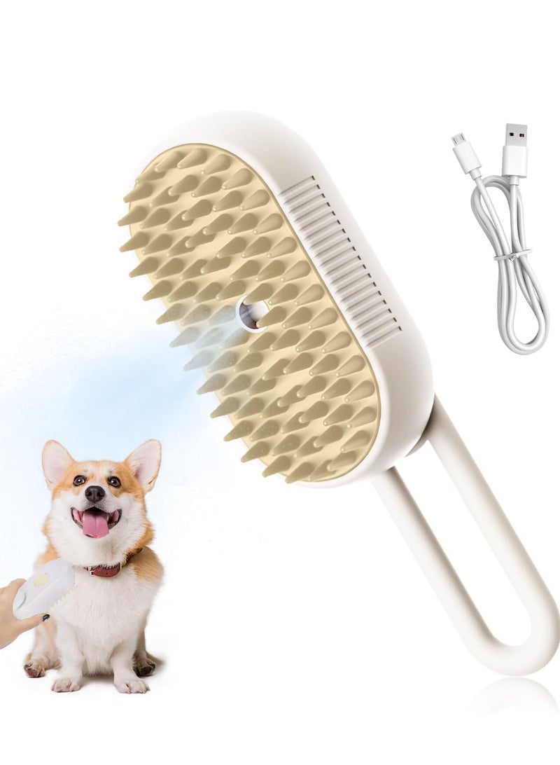 Bukela New Cat Grooming Brush With Steam - Rechargeable, Anti-Static, Massage, Cleaning, Shedding & Combing All In One-White - Image 1