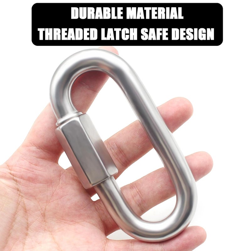 Anvin 1 Pack Large Quick Links M12 1/2 Inch Heavy Duty Carabiner Stainless Steel Chain Links Connector D Shape Locking Chain Hooks Repair Utility Screw Links for Camping Outdoor Equipment Hammocks - Image 4