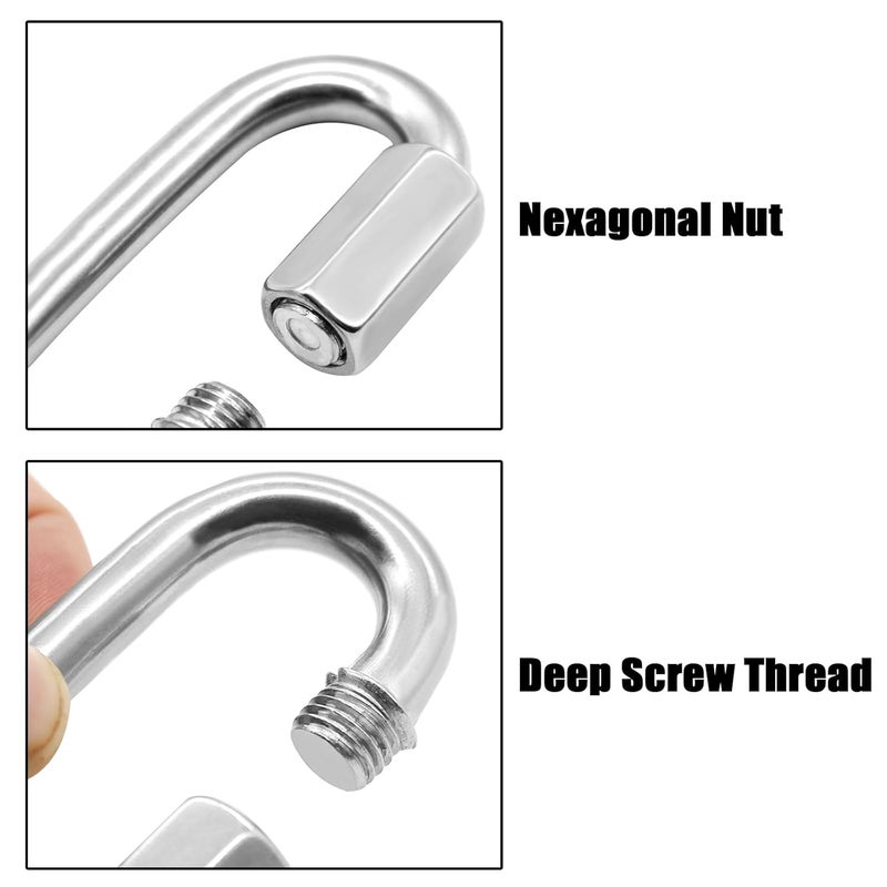 Anvin 1 Pack Large Quick Links M12 1/2 Inch Heavy Duty Carabiner Stainless Steel Chain Links Connector D Shape Locking Chain Hooks Repair Utility Screw Links for Camping Outdoor Equipment Hammocks - Image 3