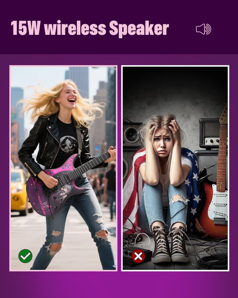 Enya Inspire 99.1cm Smart Electric Guitar with 15W Wireless Speaker and Guitar Bag - Image 3