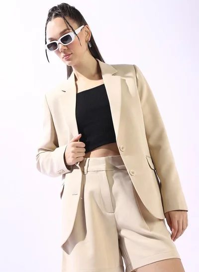 هوبرهولمي بليزر نسائي بيج بقصة ضيقة من مزيج البوليستر