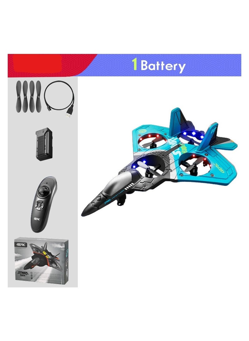AROAQ - V17 RC Plane Airplane Remote Controlled Aircraft 2.4GHz RC Aircraft with Remote Control with LED Light 2.4GHz Remote Control Airplane with 360° Spin - Image 1