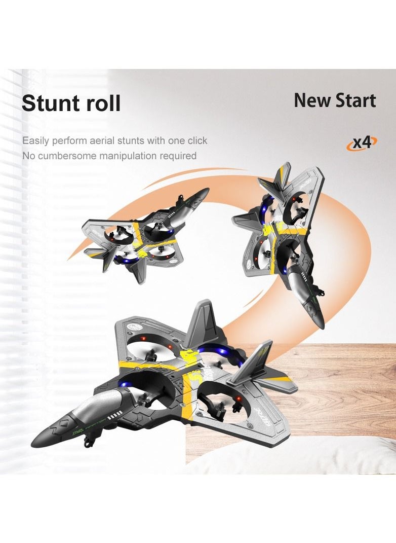 AROAQ - V17 RC Plane Airplane Remote Controlled Aircraft 2.4GHz RC Aircraft with Remote Control with LED Light 2.4GHz Remote Control Airplane with 360° Spin - Image 1