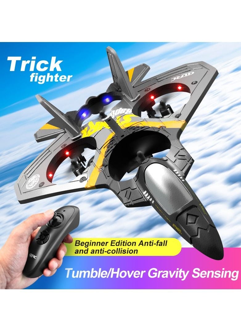 AROAQ - V17 RC Plane Airplane Remote Controlled Aircraft 2.4GHz RC Aircraft with Remote Control with LED Light 2.4GHz Remote Control Airplane with 360° Spin - Image 1