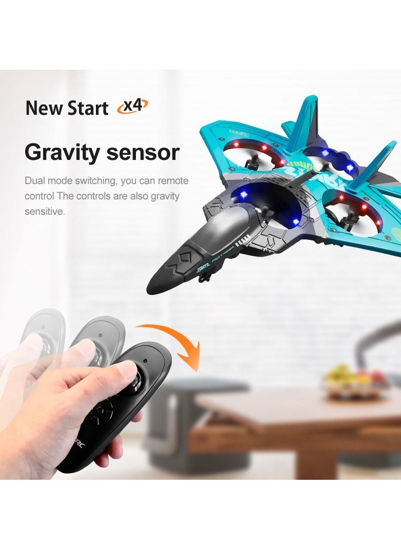 AROAQ - V17 RC Plane Airplane Remote Controlled Aircraft 2.4GHz RC Aircraft with Remote Control with LED Light 2.4GHz Remote Control Airplane with 360° Spin - Image 1