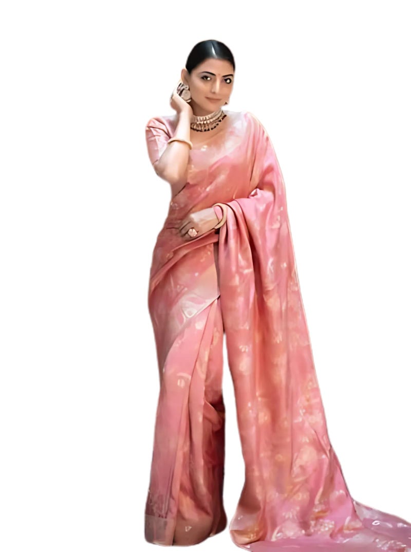 C J Enterprise Women's Pure Kanjivaram Silk Saree Soft Design With Blouse Piece For Wedding (Almari-55) (Gajri) - Image 1