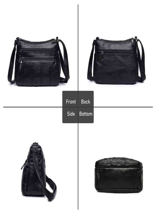 WITERY Crossbody Bag for Women - Soft PU Leather Medium Crossboby Bags Shoulder Handbags with Multi Zipper Pockets, Ladies Purse Lightweight Pocketbooks Hobo Tote for Shopping or Travel - Image 3