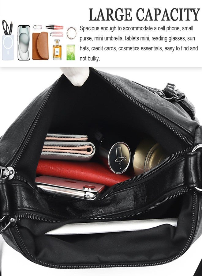 WITERY Crossbody Bag for Women - Soft PU Leather Medium Crossboby Bags Shoulder Handbags with Multi Zipper Pockets, Ladies Purse Lightweight Pocketbooks Hobo Tote for Shopping or Travel - Image 5
