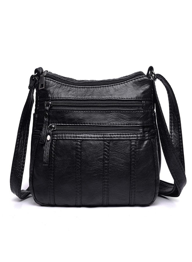 WITERY Crossbody Bag for Women - Soft PU Leather Medium Crossboby Bags Shoulder Handbags with Multi Zipper Pockets, Ladies Purse Lightweight Pocketbooks Hobo Tote for Shopping or Travel - Image 1