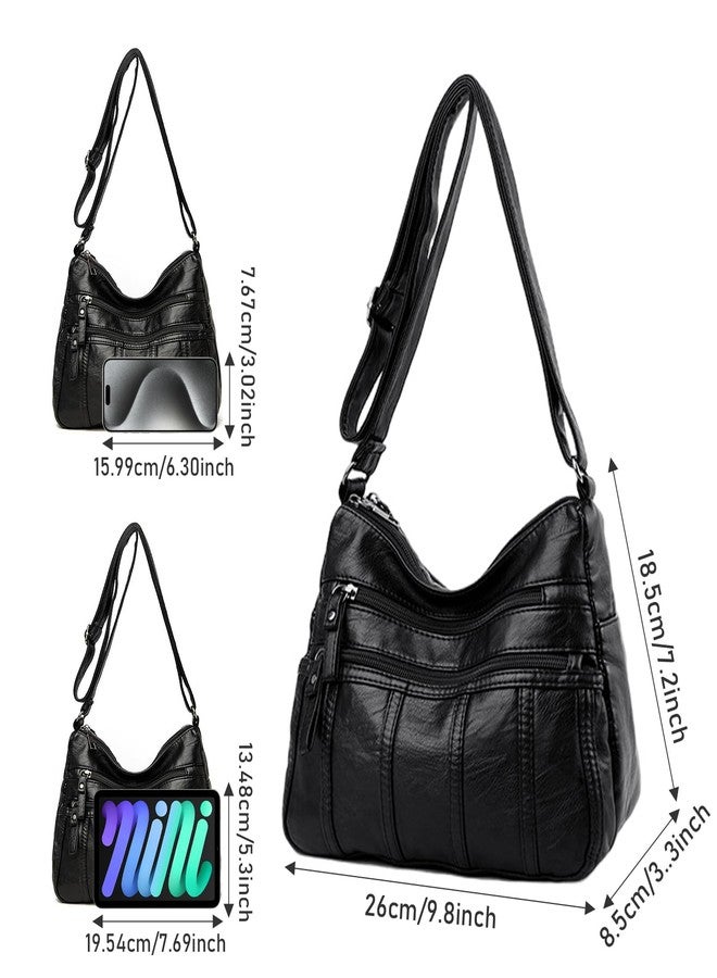 WITERY Crossbody Bag for Women - Soft PU Leather Medium Crossboby Bags Shoulder Handbags with Multi Zipper Pockets, Ladies Purse Lightweight Pocketbooks Hobo Tote for Shopping or Travel - Image 2