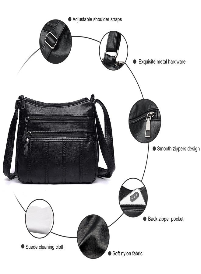 WITERY Crossbody Bag for Women - Soft PU Leather Medium Crossboby Bags Shoulder Handbags with Multi Zipper Pockets, Ladies Purse Lightweight Pocketbooks Hobo Tote for Shopping or Travel - Image 4