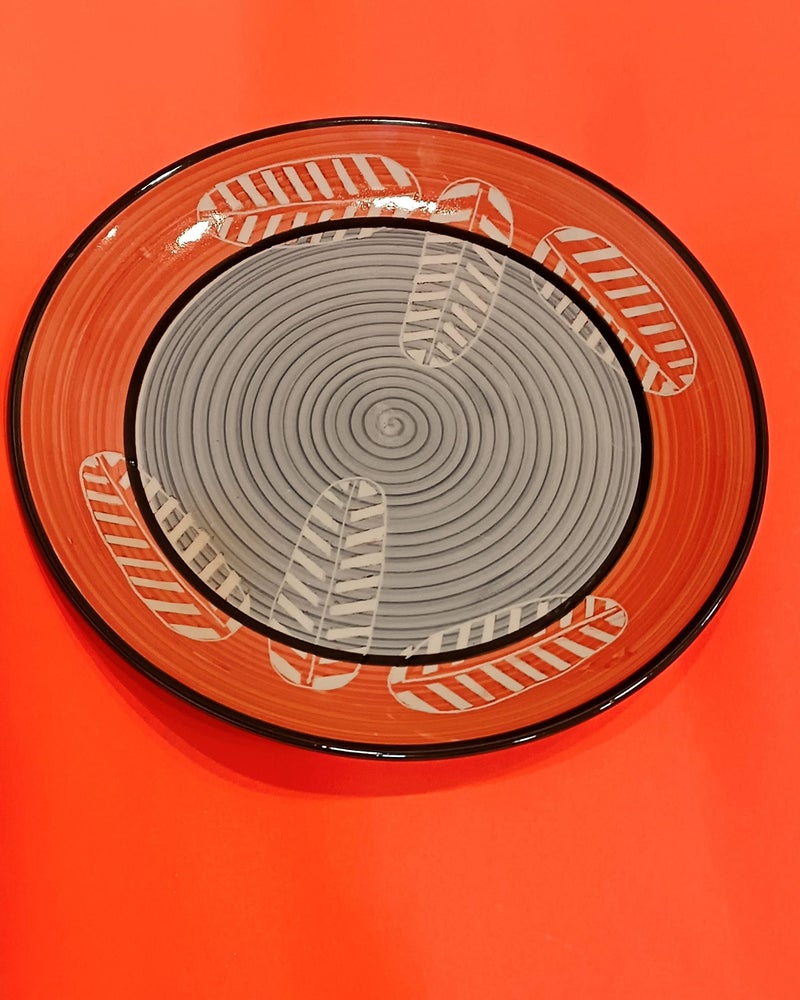 Caffeine Ceramic Handmade Orange & Grey Combo Dinner Set (Set of 4) - Image 3