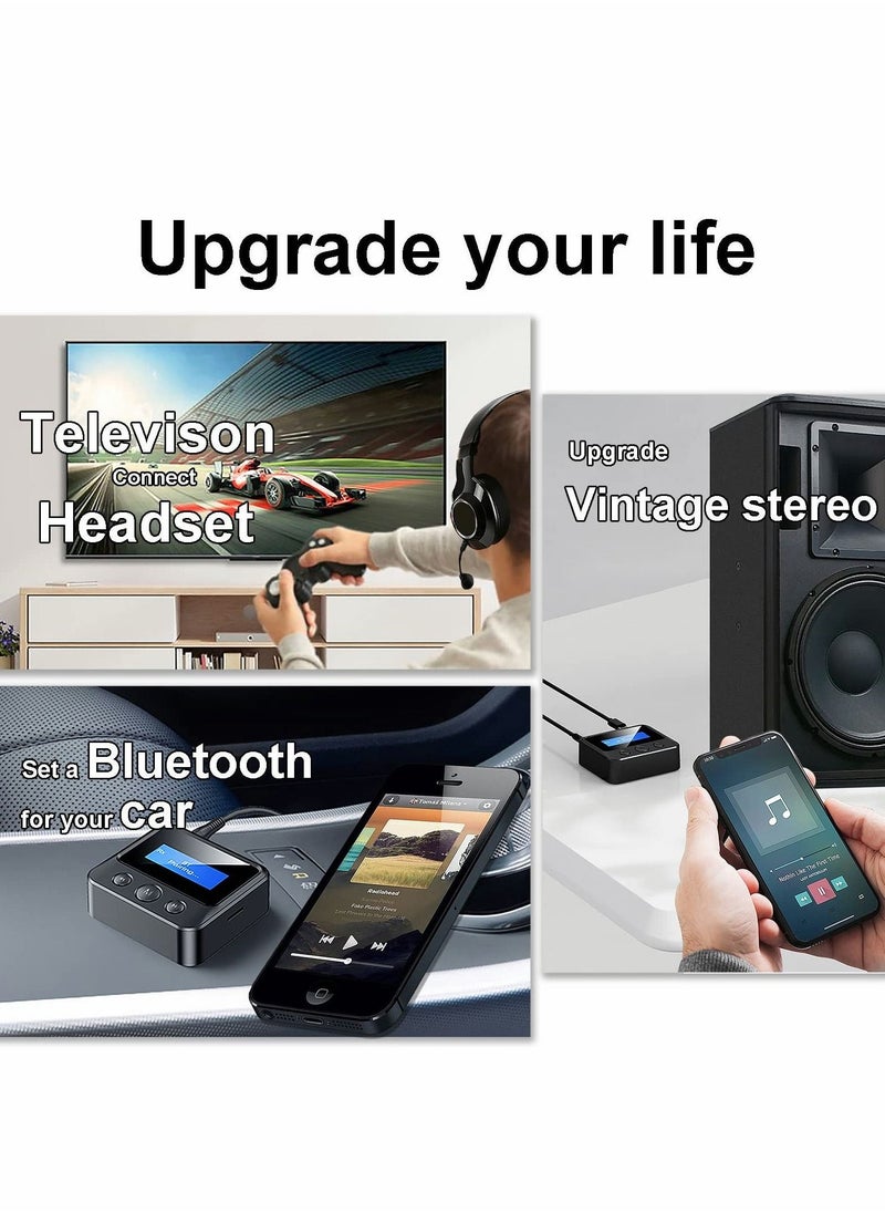 Bluetooth transmitter, 2-in-1 transmitter receiver, 5.0 audio adapter, support 3.5mm RCA TF card for TV PC speaker headset car - Image 2