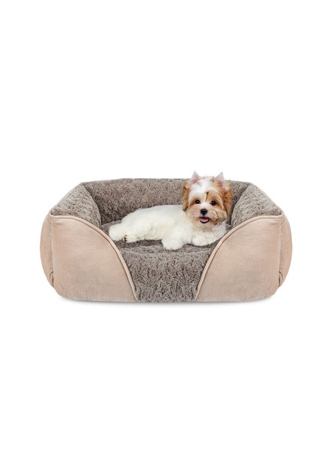 Small Dog Bed for Large Medium Small Dogs Rectangle Washable Dog Bed, Orthopedic Dog Bed, Soft Calming Sleeping Puppy Bed Durable Pet Cuddler with Anti-Slip Bottom S(20"x19"x6")