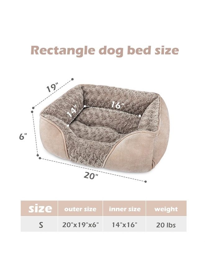 INVENHO Small Dog Bed for Large Medium Small Dogs Rectangle Washable Dog Bed, Orthopedic Dog Bed, Soft Calming Sleeping Puppy Bed Durable Pet Cuddler with Anti-Slip Bottom S(20"x19"x6")  - Image 2