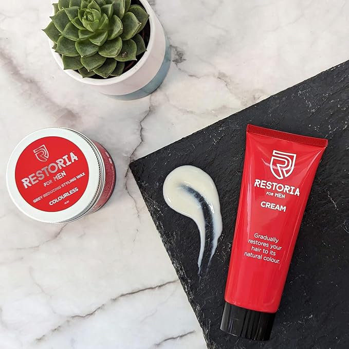 Restoria كريم ريدوسينغ الرمادي من ريستوريا للرجال - كريم للشعر لاستعادة لون الشعر الطبيعي تدريجياً حتى 100 تغطية رمادية - نباتي 100 مل