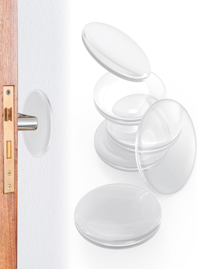 HIRKO Strongest Home Wall & Door Handle Stopper 2" Set. 6 Pieces of Clear Rubber Door Knob, Round Wall Shield Cushion, Quiet Wall Protector for Door Handle, Guard Door Bumper Silencer Self - Adhesive - Image 1