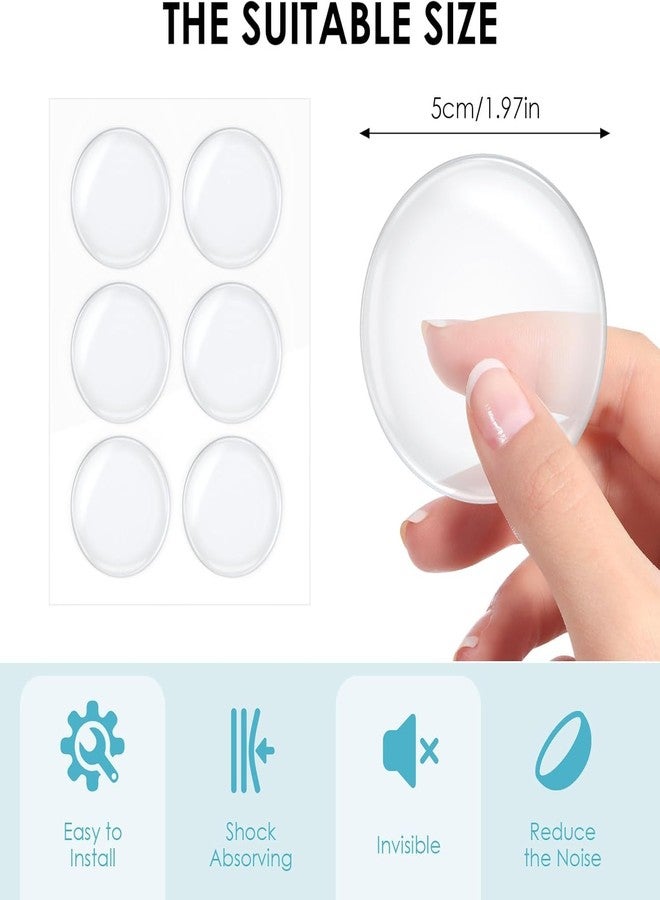 HIRKO Strongest Home Wall & Door Handle Stopper 2" Set. 6 Pieces of Clear Rubber Door Knob, Round Wall Shield Cushion, Quiet Wall Protector for Door Handle, Guard Door Bumper Silencer Self - Adhesive - Image 2