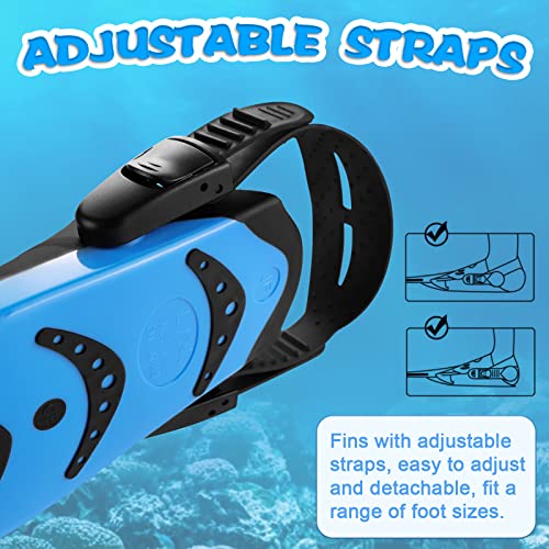 Supertrip Kids Snorkel Fins, Swim Fins for Lap Swimming, Adjustable Short Flippers, Travel Size Diving Fins Scuba Fins, Snorkeling Gear for Kids Boys Girls Age 6-14 - Image 2