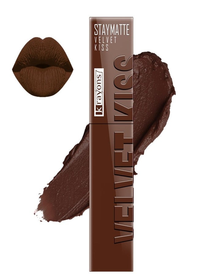 كرايونز أحمر شفاه سائل من كرايونز فيلفيت كيس | يدوم 12 ساعة | لون غني وكثيف | لمسة نهائية مطفية خفيفة الوزن | مقاوم للتلطخ والانتقال (شوكولاتة داكنة، عبوة واحدة) - Image 2