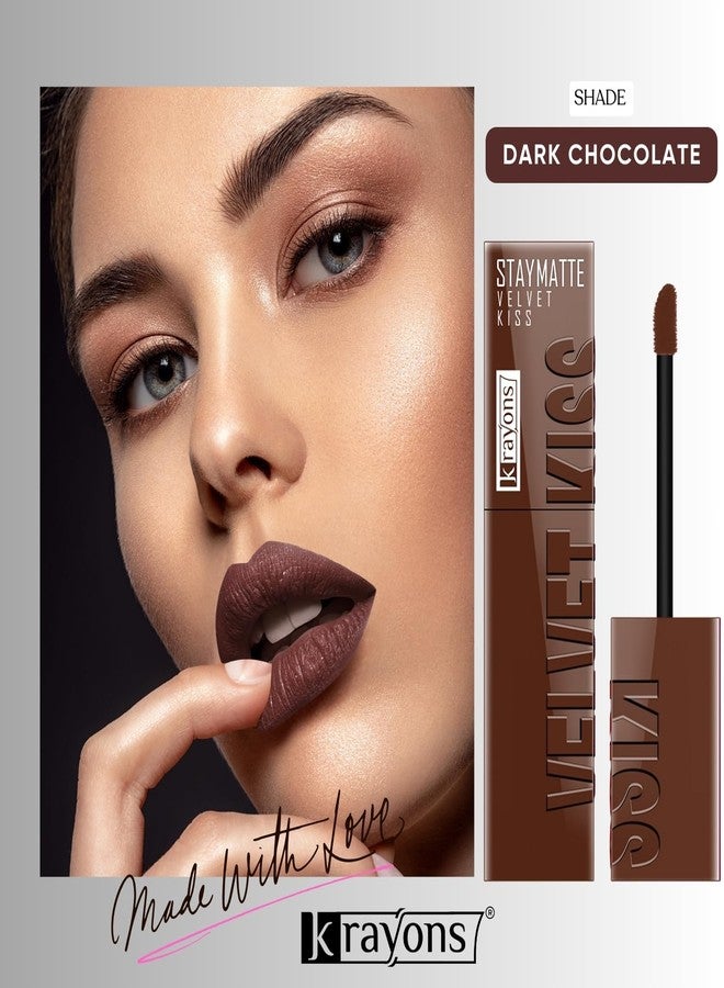 كرايونز أحمر شفاه سائل من كرايونز فيلفيت كيس | يدوم 12 ساعة | لون غني وكثيف | لمسة نهائية مطفية خفيفة الوزن | مقاوم للتلطخ والانتقال (شوكولاتة داكنة، عبوة واحدة) - Image 3