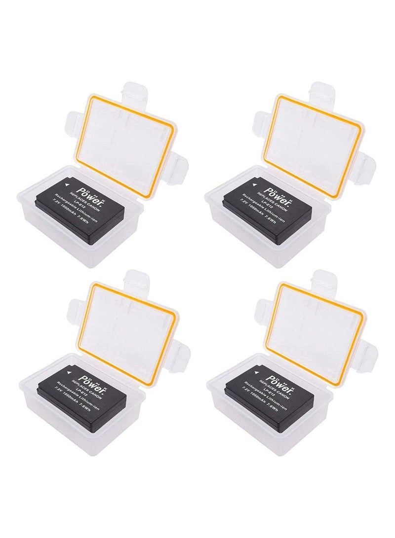 DMK Power 4 X LP-E12 Battery 1050mAh 4 X Battery Box Compatible with Canon EOS M/100D/EOSM/EOS100D Etc Cameras - Image 1