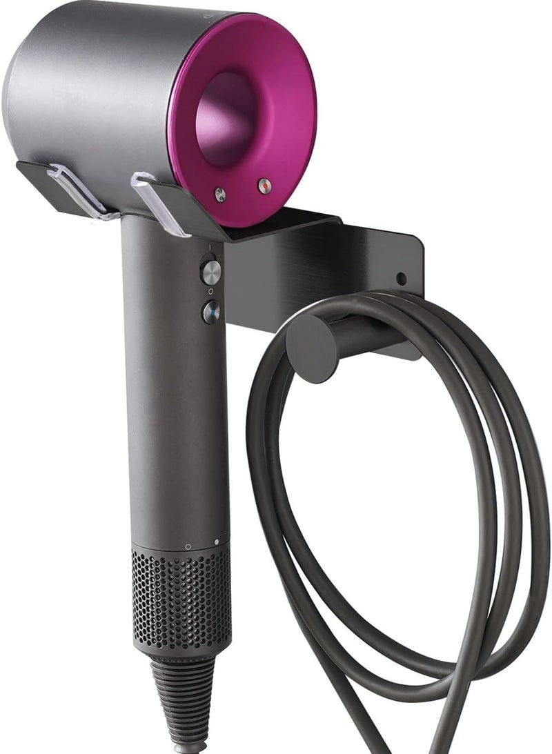 BANJEKT Hair Dryer Holder, Hair Dryer Holder Wall Mounted, Self Adhesive Blow Dryer Holder, Stainless Steel Hair Dryer Stand, Hairdryer Holder for Bathroom Black BANJEKT - Image 1