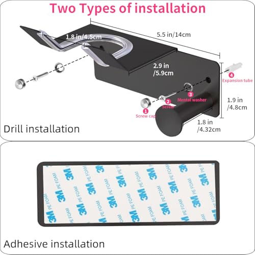 BANJEKT Hair Dryer Holder, Hair Dryer Holder Wall Mounted, Self Adhesive Blow Dryer Holder, Stainless Steel Hair Dryer Stand, Hairdryer Holder for Bathroom Black BANJEKT - Image 5