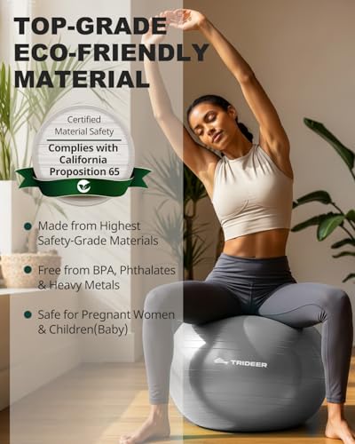 Trideer Exercise Ball Yoga Ball – Office Seating & Balance Ball Chair, Stability Ball for Pilates, Physical Therapy,Core Training & Balance Improvement & Stretching - Image 3