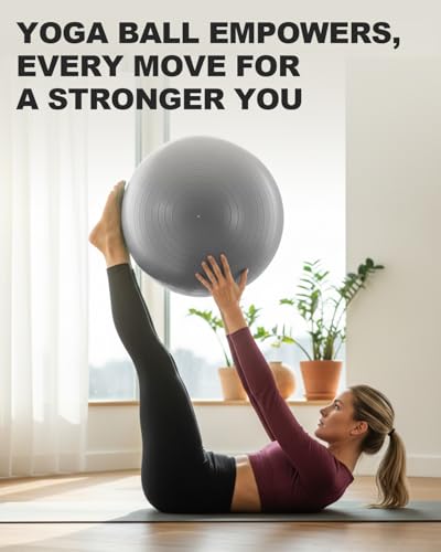 Trideer Exercise Ball Yoga Ball – Office Seating & Balance Ball Chair, Stability Ball for Pilates, Physical Therapy,Core Training & Balance Improvement & Stretching - Image 4