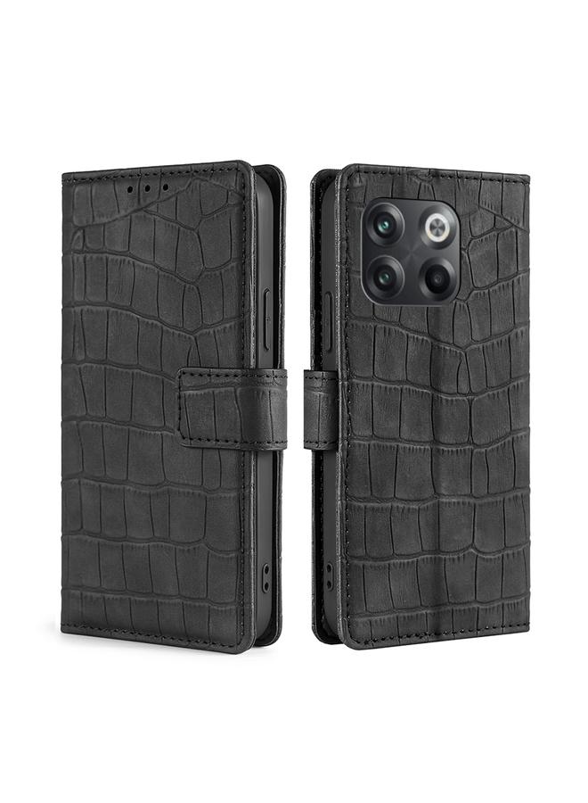 S-TOP Case For OnePlus 10T Skin Feel Crocodile Magnetic Clasp Leather Phone Case - Image 1
