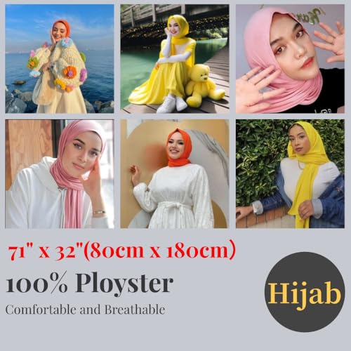 Harewom Muslim Hijab for Women Scarf Large Headscarves Soft Head Wraps Long Turban Headwraps Tie Stretch Hair Wraps Headbands 3 Pack - Image 5