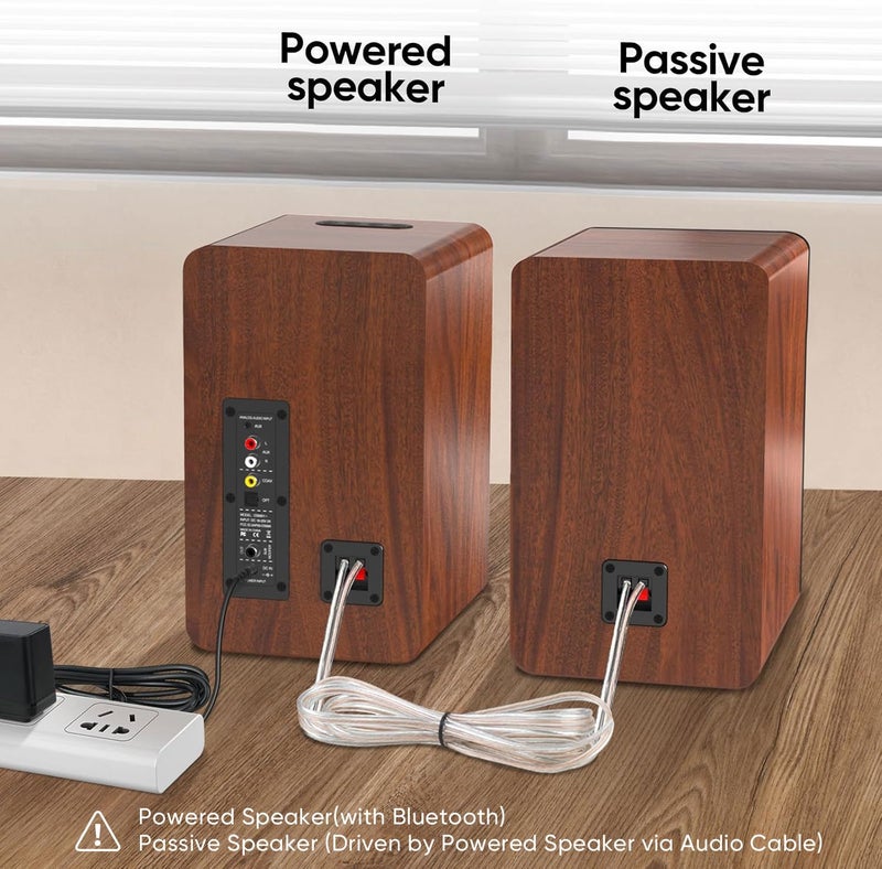 Saiyin Bluetooth Bookshelf Speakers, 40W X 2 Powered TV Speakers with 4 Inch Woofer, Turntable Speakers with Optical/AUX Input/Subwoofer Line Out for PC and TVs - Image 2