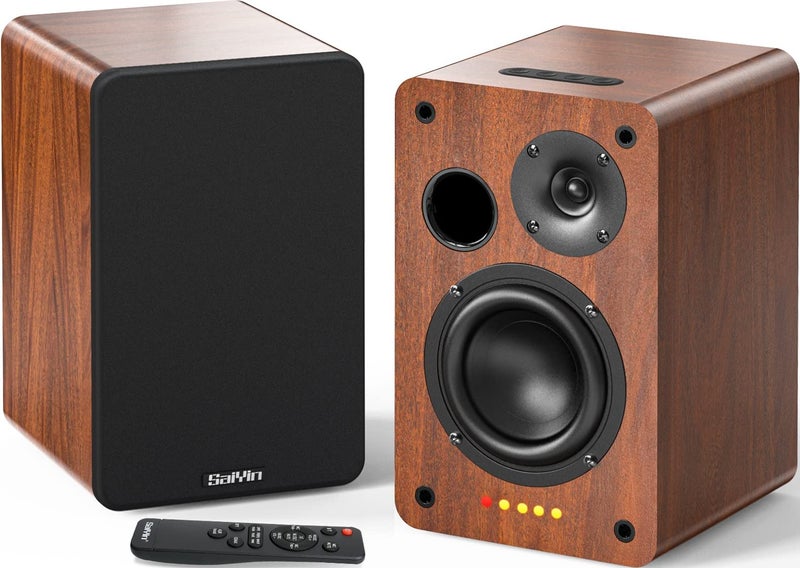 Saiyin Bluetooth Bookshelf Speakers, 40W X 2 Powered TV Speakers with 4 Inch Woofer, Turntable Speakers with Optical/AUX Input/Subwoofer Line Out for PC and TVs - Image 1