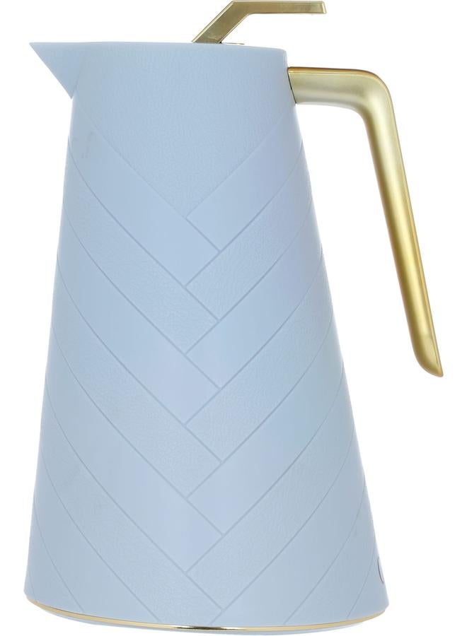 جلوري ترمس زجاجي سعة 1.5 لتر، هيكل بلاستيكي، أزرق فاتح - Image 1