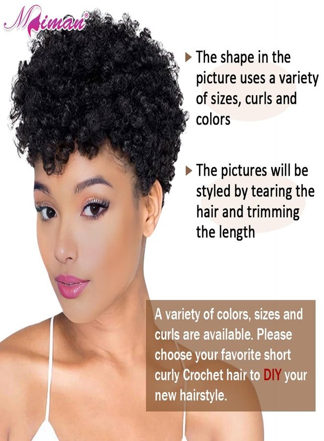 MIMAN 3 Packs 10 Inch Short Curly Crochet Hair Braids 6MM Spiral Curls Crochet Braided Synthetic Braiding Hair Extensions for Women DIY Mohawk Afro Braided Hairstyle (Natural Black #1B) - Image 2