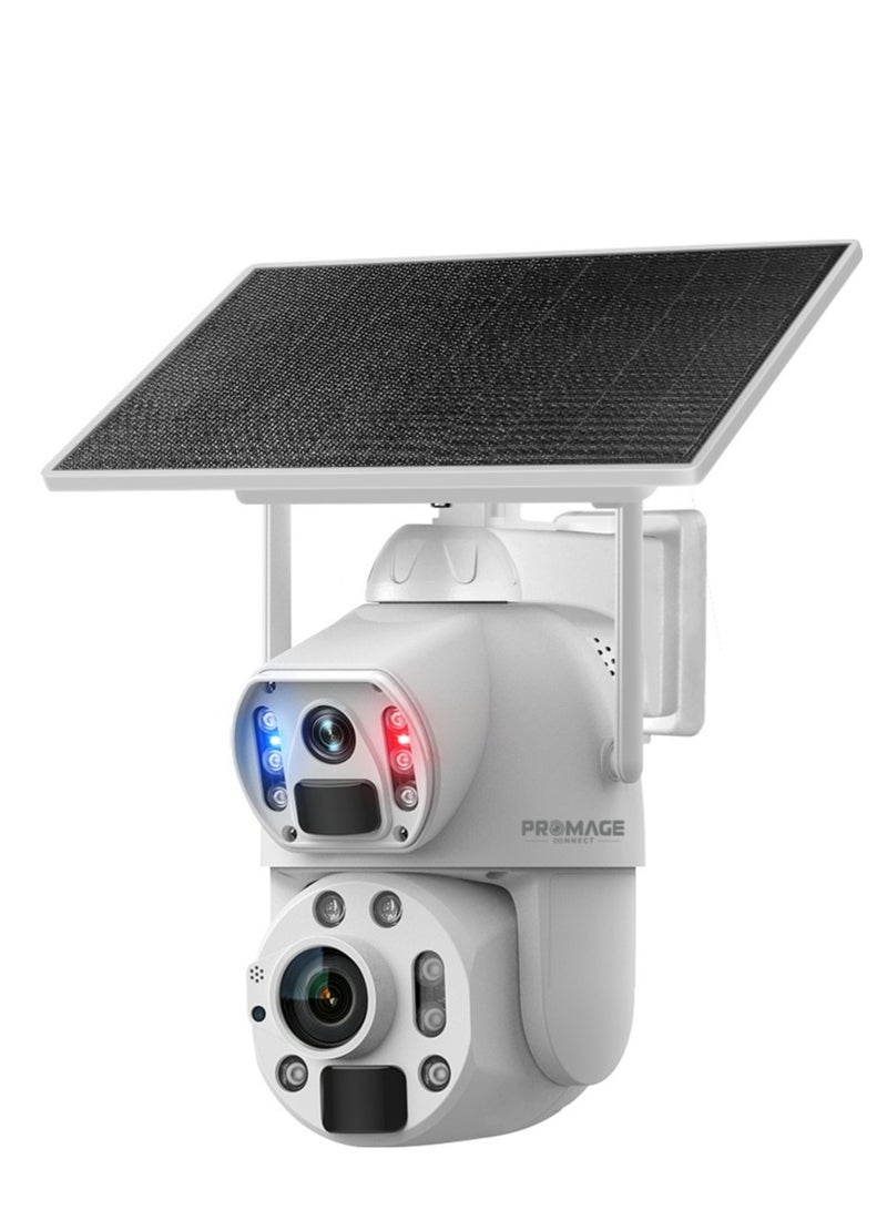 PROMAGE PROMAGE Connect Dual Lens Solar Powered PTZ Camera – PC-S576-4G, 4G LTE, 36X Zoom, AI Tracking, Color Night Vision, IP66 Waterproof 
