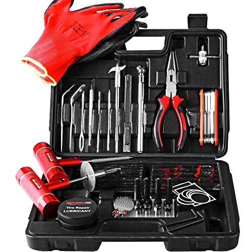 AWELCRAFT Heavy Duty Tire Repair Tools Kit - 108 PCS Set Truck Tool Box for Motorcycle, Car, ATV, Jeep, Truck, Tractor Flat Tire Plug Kit - Image 1