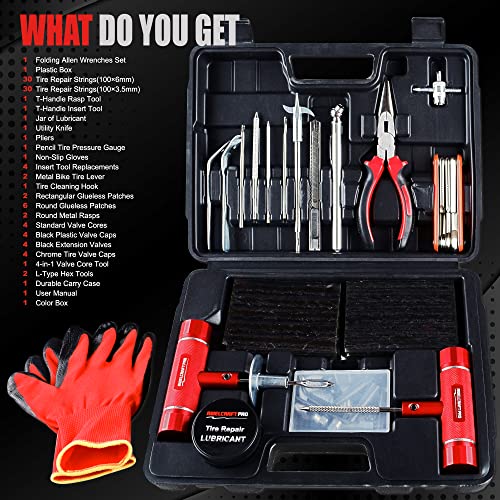 AWELCRAFT Heavy Duty Tire Repair Tools Kit - 108 PCS Set Truck Tool Box for Motorcycle, Car, ATV, Jeep, Truck, Tractor Flat Tire Plug Kit - Image 3